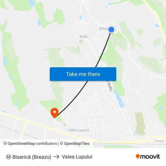 Ⓜ Biserică (Breazu) to Valea Lupului map