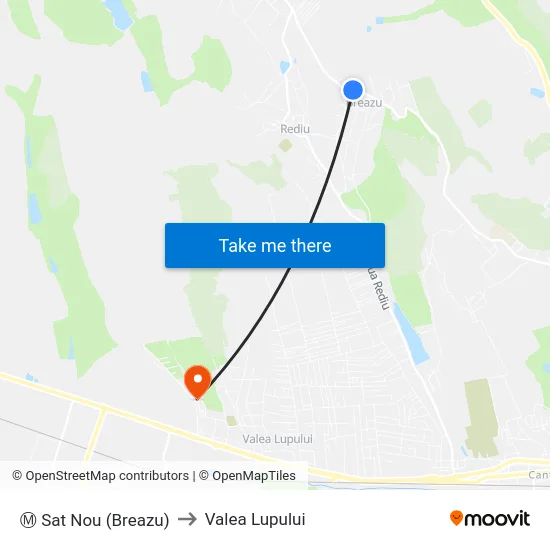 Ⓜ Sat Nou (Breazu) to Valea Lupului map