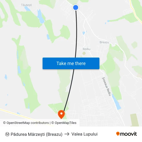 Ⓜ Pădurea Mârzești (Breazu) to Valea Lupului map