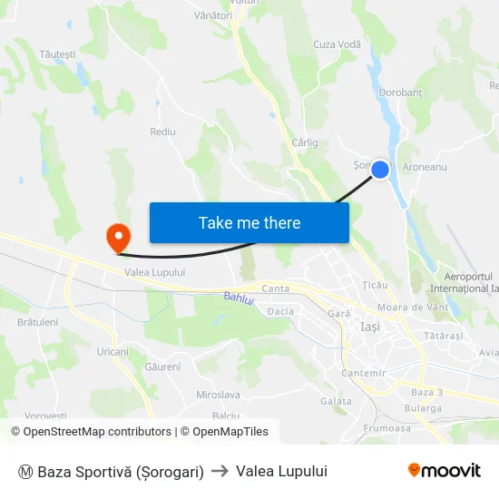 Ⓜ Baza Sportivă (Șorogari) to Valea Lupului map