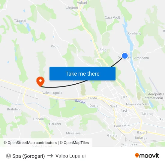 Ⓜ Spa (Șorogari) to Valea Lupului map