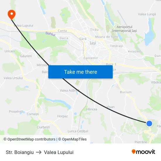 Str. Boiangiu to Valea Lupului map