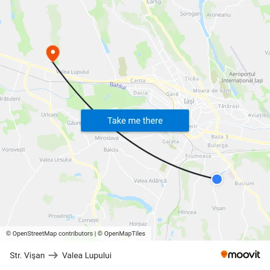 Str. Vişan to Valea Lupului map
