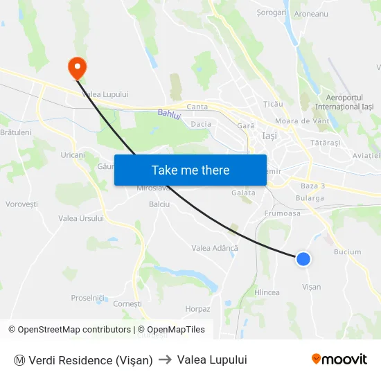 Ⓜ Verdi Residence (Vişan) to Valea Lupului map