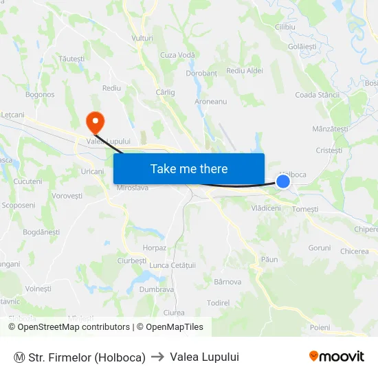 Ⓜ Str. Firmelor (Holboca) to Valea Lupului map