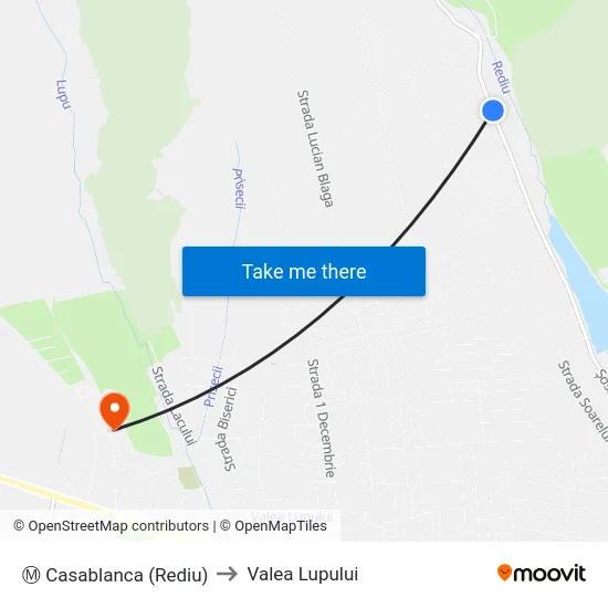 Ⓜ Casablanca (Rediu) to Valea Lupului map