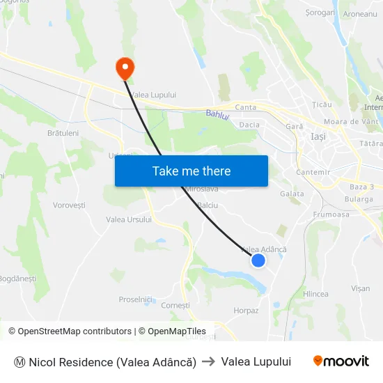Ⓜ Nicol Residence (Valea Adâncă) to Valea Lupului map
