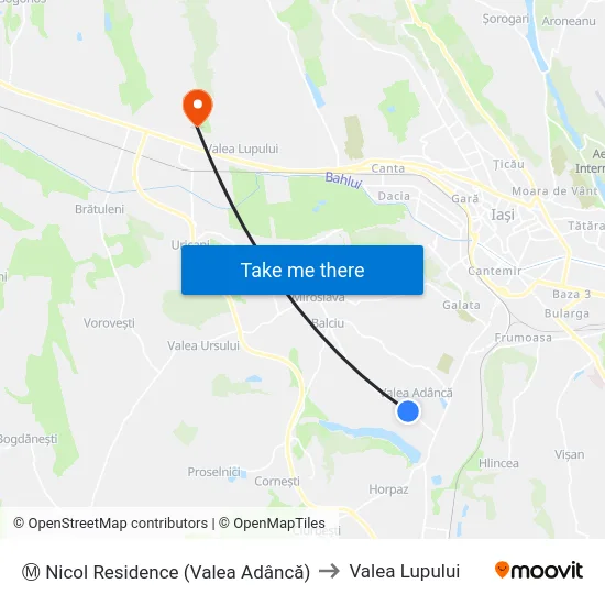Ⓜ Nicol Residence (Valea Adâncă) to Valea Lupului map