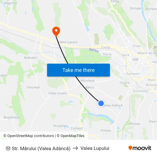 Ⓜ Str. Mărului (Valea Adâncă) to Valea Lupului map
