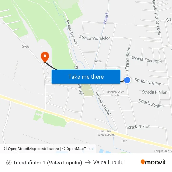 Ⓜ Trandafirilor 1 (Valea Lupului) to Valea Lupului map