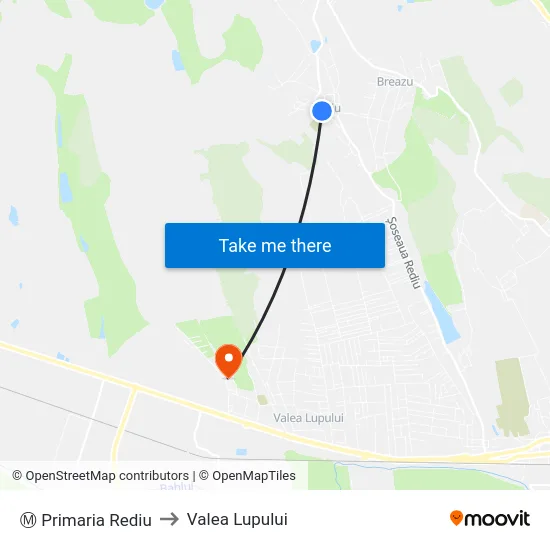 Ⓜ Primaria Rediu to Valea Lupului map
