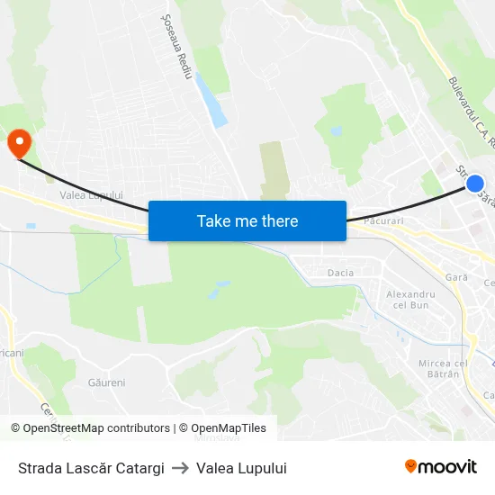 Strada Lascăr Catargi to Valea Lupului map