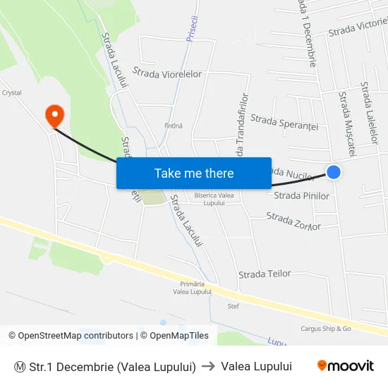 Ⓜ Str.1 Decembrie (Valea Lupului) to Valea Lupului map