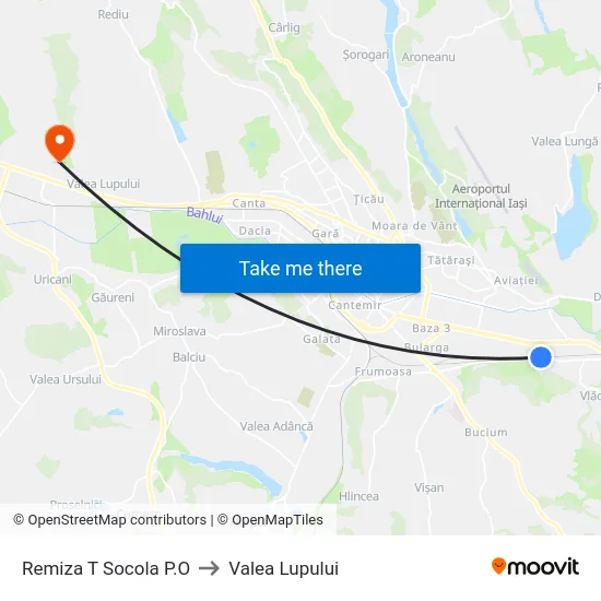 Remiza T Socola P.O to Valea Lupului map