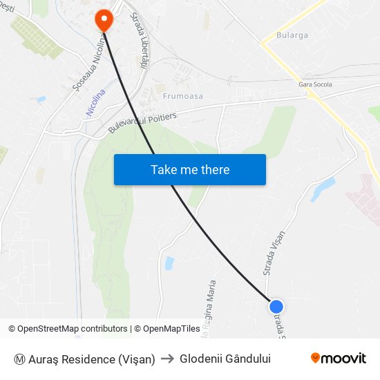 Ⓜ Auraş Residence (Vişan) to Glodenii Gândului map