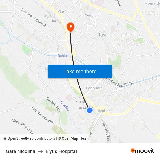 Gara Nicolina to Elytis Hospital map