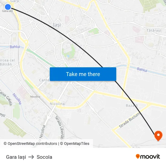 Gara Iași to Socola map