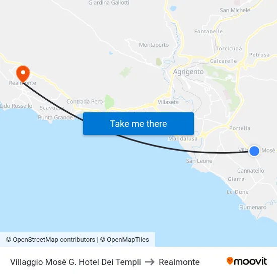 Mosè Village Grand Hotel of Temples to Realmonte map