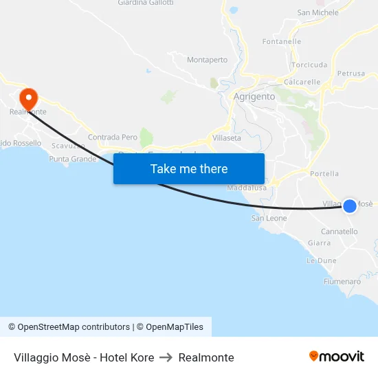 Mosè Village - Hotel Kore to Realmonte map