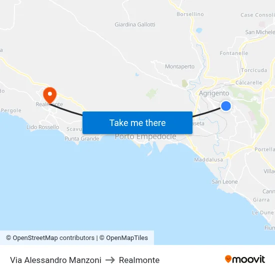 Alessandro Manzoni Street to Realmonte map