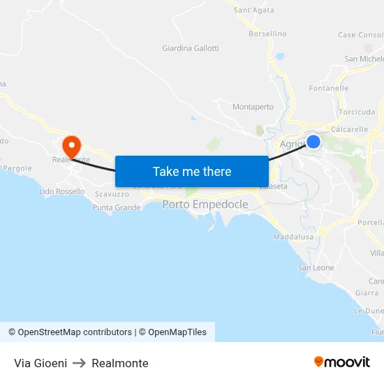 Gioeni Street to Realmonte map