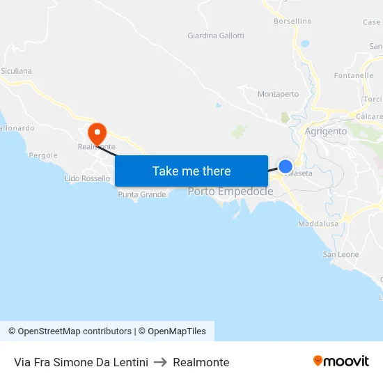 Fra Simone from Lentini Street to Realmonte map