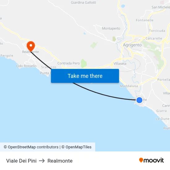 Dei Pini Avenue to Realmonte map
