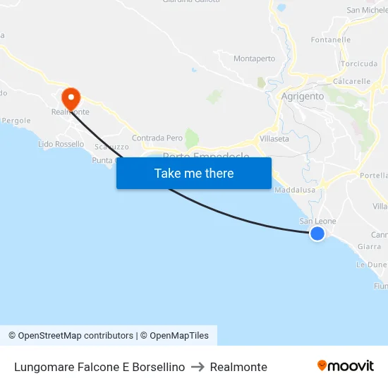 Falcone and Borsellino Waterfront to Realmonte map