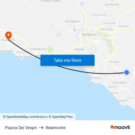 Vespri Square to Realmonte map