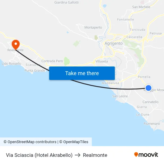 Sciascia Street (Hotel Akrabello) to Realmonte map