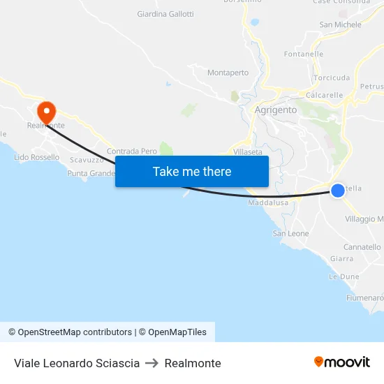 Leonardo Sciascia Avenue to Realmonte map