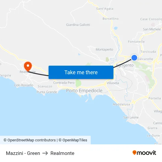 Mazzini - Green to Realmonte map