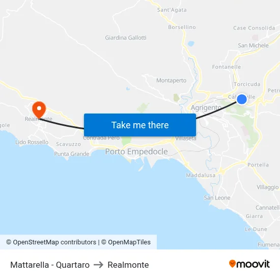 Mattarella - Quartaro to Realmonte map