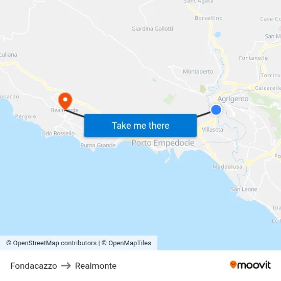 Fondacazzo to Realmonte map