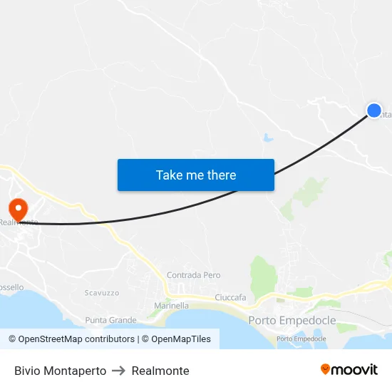 Montaperto Junction to Realmonte map