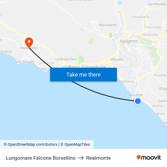 Falcone Borsellino Waterfront to Realmonte map