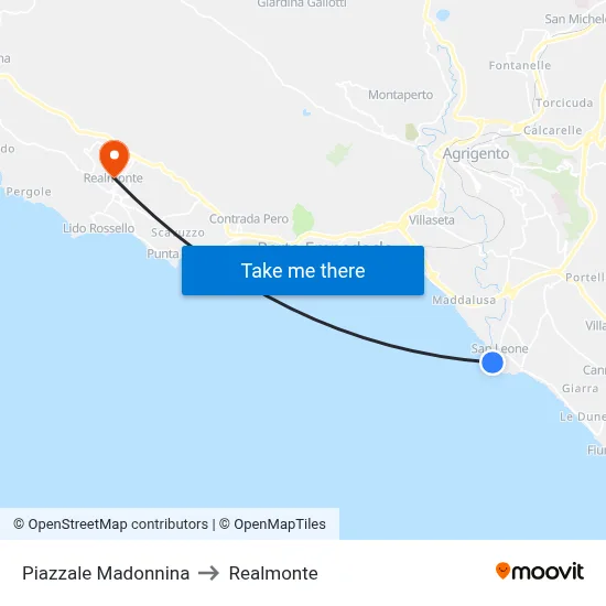 Madonnina Square to Realmonte map