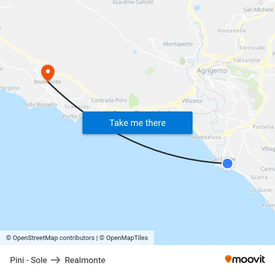 Pini - Sole to Realmonte map