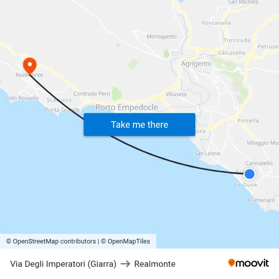 Emperors Street (Giarra) to Realmonte map