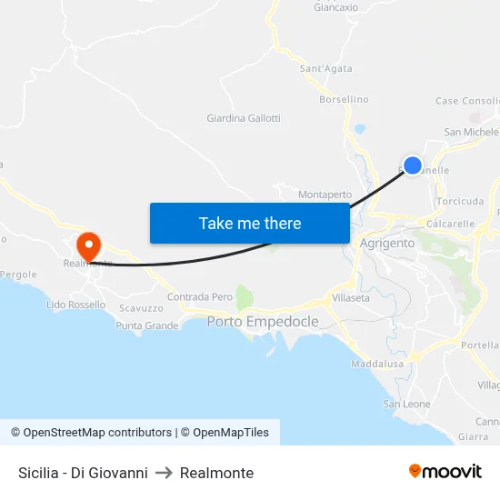 Sicily - Di Giovanni to Realmonte map