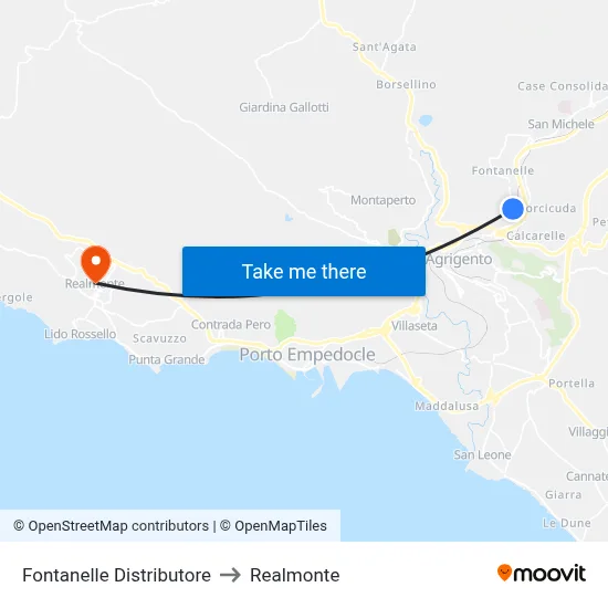 Fontanelle Gas Station to Realmonte map