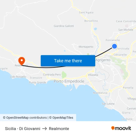 Sicily - Di Giovanni to Realmonte map