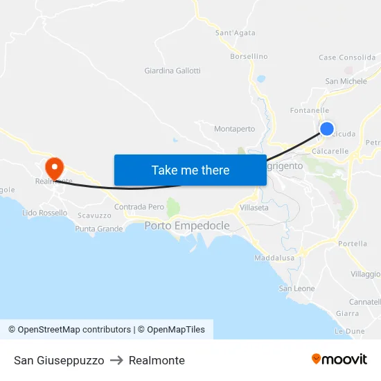 San Giuseppuzzo to Realmonte map