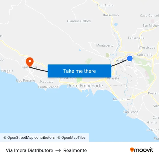 Imera Street Gas Station to Realmonte map