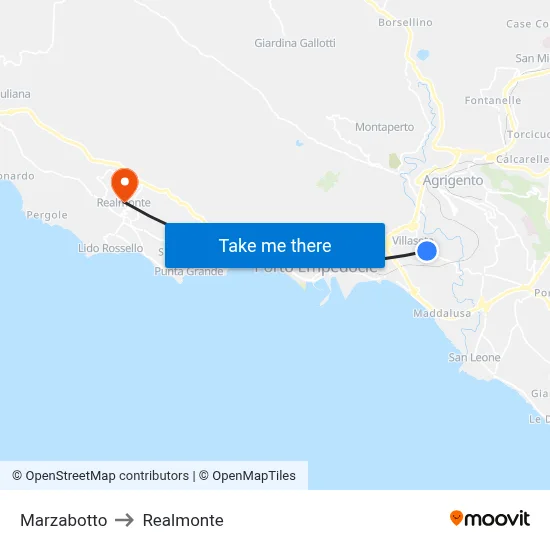 Marzabotto to Realmonte map