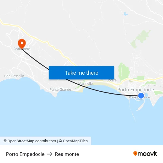Porto Empedocle to Realmonte map