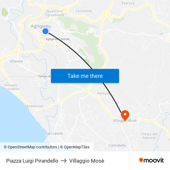 Piazza Luigi Pirandello to Villaggio Mosè map