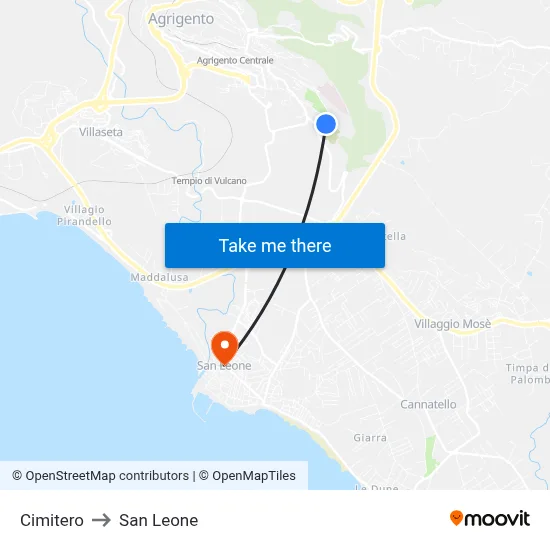 Cemetery to San Leone map