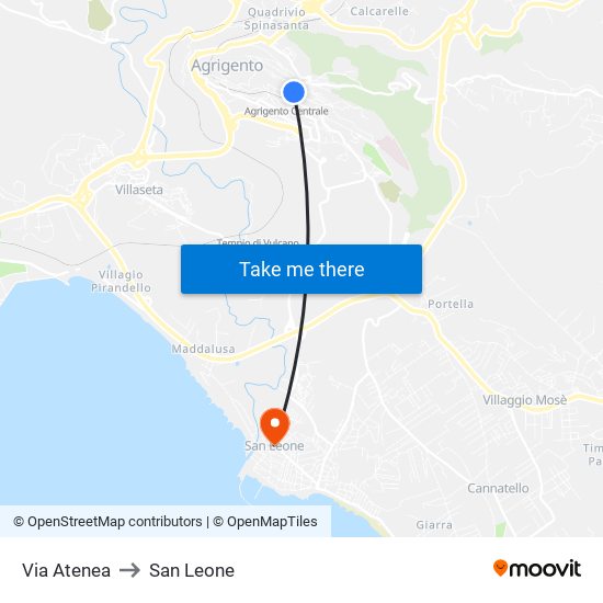 Via Atenea to San Leone map