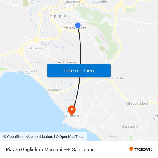 Piazza Guglielmo Marconi to San Leone map